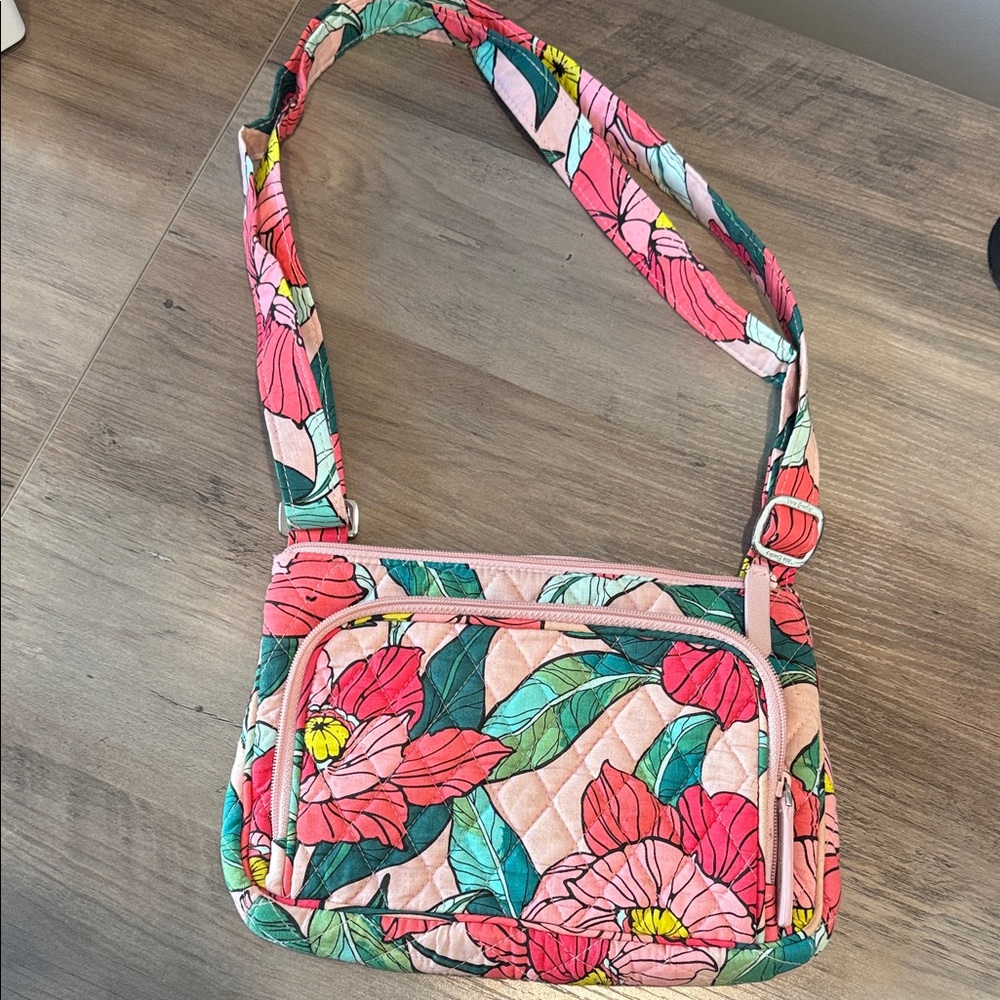 Vera Bradley Pink and Green Floral Crossbody Bag